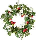 National Tree Company Artificial Spring Wreath, Woven Branch Base, Decorated with Strawberries, Petunia Blooms, Leafy Greens, Spring Collection, 22 Inches by Unknown