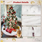 AerWo 72 Inch Christmas Tree Skirt, White Faux Fur Tree Skirt Thick Soft Plush Rug for Christmas Tree Decorations, Large Xmas Tree Mat for Christmas Indoor Holiday Party Ornaments Home Decorations - Image 4