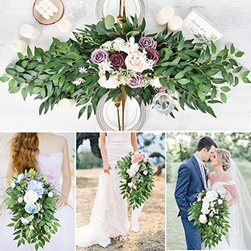 DearHouse 26inch Italian Ruscus Greenery Stems,Artificial Green Leaf Garland Vines Hanging Spray for DIY Wedding Arch Bouquet Filler Table Centerpieces Home Decor (16, Matte Green) - Image 3