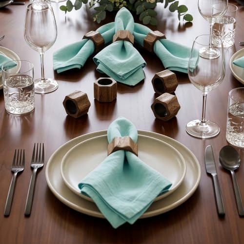Lightnpro Natural Wooden Decorative Napkin Rings Set of 12, Serviette Napkin Rings Bulk for Party Decoration, Table Top Décor for Dinning Table, Everyday, Christmas, Easter Family Gatherings - Image 6