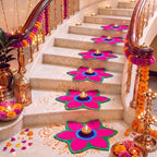 Dunzy 6 Pcs Diwali Rangoli Mat Varalakshmi Pooja Decoration, Purple Mandala - Image 5