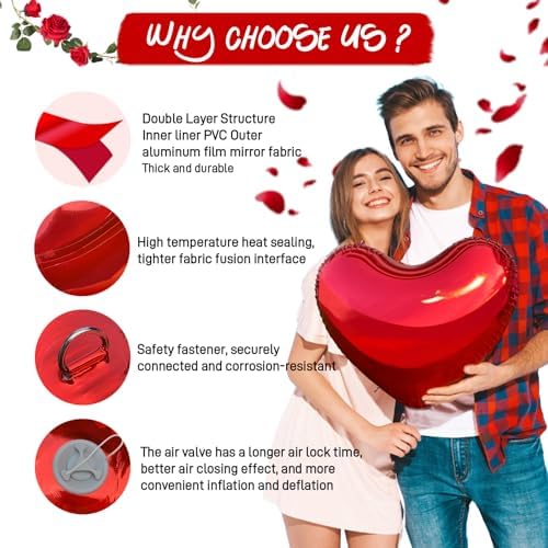 23.6in Inflatable Mirror Ball,Big Shiny Mirror Heart Ball,PVC Inflatable Decoration Ball for Valentine's Day Engagement Wedding Anniversary Romantic Party Yard (1 Piece,Without Air Pump) - Image 3