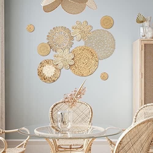 Glenmal 13 Pcs Boho Wall Basket Decor Set Woven Rattan Seagrass,Plain - Image 5