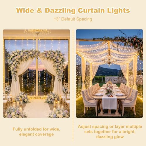 JMEXSUSS 600 LED Curtain Lights, String Lights for Bedroom,9.5ft x 19.6ft - Image 4