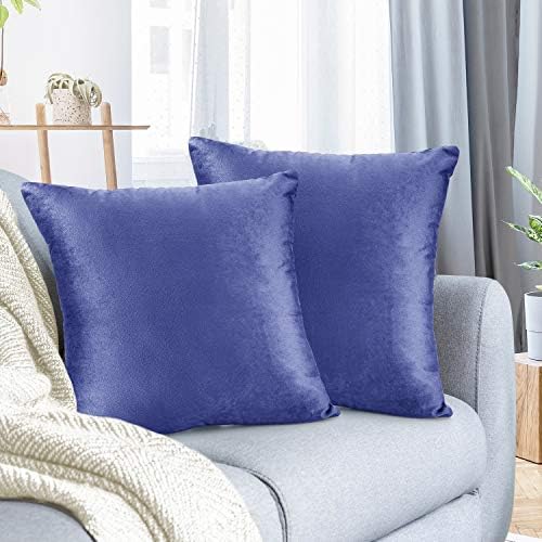 Nestl Throw Pillow Covers, Cozy Velvet Decorative Autumn Pillow Covers 22 x 22 Inches, Soft Solid Couch Pillow Covers for Sofa, Bed and Car, Set of 2 - Calm Blue by Nestl