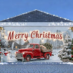 Christmas Garage Door Banner 6x13FT, Red Vintage Truck with Tree, Merry Christmas Garage Door Cover, Large Outdoor Xmas Decorations for Holiday Yard, House Front, Driveway & Winter Party Decor - Image 2