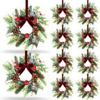 10 PCS Mini Christmas Wreaths for Cabinets 9" Christmas Kitchen Cabinet Small Wreaths with Red Ball Red Berry Pine Needles for Indoor Outdoor Farmhouse Home Wall Window Festival Wedding Decor by EYNDYN