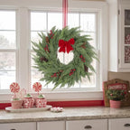 26" Christmas Wreaths for Front Door, Winter Pine Cedar Hanging Decor - Image 7