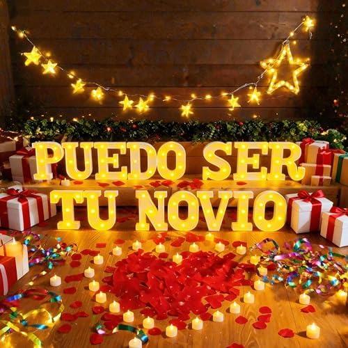 Puedo Ser Tu Novio Light Up Letters with 1000 Rose Petals - Image 4