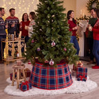 24'' Christmas Tree Collar Navy Blue Tartan Plaid Velvet Christmas Decor - Image 3