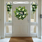 Svndlyn 22 Inch Lighted White Hydrangea Wreath with Timer, 2 Light Modes - Image 4