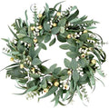 Sggvecsy Artificial Eucalyptus Wreath - 21 Inch Greenery Wreath with Green Leaves and Mixed White Berries for Spring/Summer Home Decor by Sggvecsy