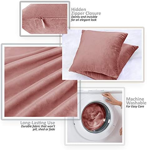 Nestl Throw Pillow Covers, Cozy Velvet Decorative Autumn Pillow Covers 22 x 22 Inches, Soft Solid Couch Pillow Covers for Sofa, Bed and Car, Set of 2 - Misty Rose - Image 3