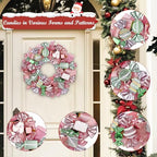 20" Christmas Wreath with Candies Pink & Gold Bow for Home Front Door Decor - Image 2