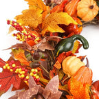 Fall Wreaths for Front Door 26 inch, Fall Door Wreath with Pumpkin, Maple Leaves Autumn Thanksgiving Harvest Festival Decorations Indoor and Outdoor - Image 5