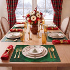 MOSAYT Christmas Vinyl Placemats Set of 8, 12 X 17 Inch, Green - Image 3