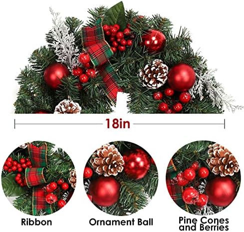Garvee 18 in Prelit Christmas Wreath for Front Door, Battery Operated - Image 5