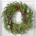 Christmas Decorations, 22 Inch Norfolk Pine Wreath with Pine Cones, Berries by Zesua