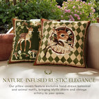 Vintage Christmas Pillow Cover 18x18, Checkered Deer - Image 2