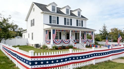 25ft 4th of July Decorations American Flag Bunting Patriotic Door Decor Outdoor Porch for Memorial Day 250th Independence（1 Pack) - Image 6