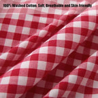 Silnuo Red/White Gingham Ruffle Throw Pillow Covers Set of 2-24" x 24" - Image 5