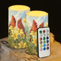 Cardinal Bird Flameless Candles 2 Pack 6 x 3 inch Battery Operated Candles with Multicolor Timer Remote Control LED Fake Candles for Warm Light Dinner Table Home Decor by WelcometoLuarisgur