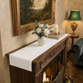 Signature Linen™ by D'Moksha, White Table Runner 60 Inches, 100% Pure Linen, Hemstitch, Coffee Table Runner, 14 x 60 Inch for Dresser Tables- Fall, Weddings, Outdoor Hosting by DMokshaHomes