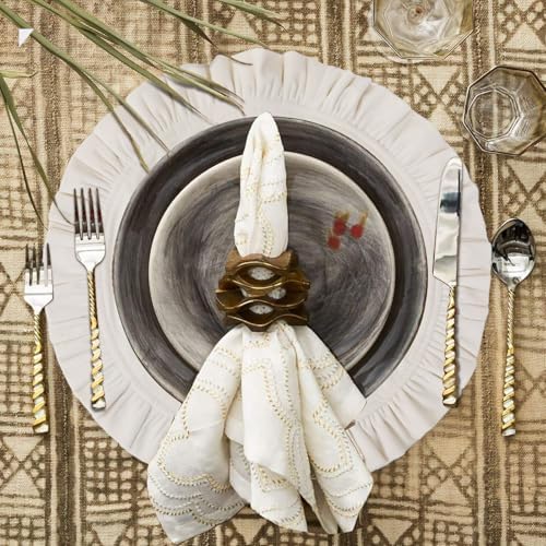 18 Inch Velvet Round Placemat with Ruffle for Dining Table Outdoor Placemats Non-Slip Washable for Gathering, Occasional Decoration and Family Parties Celebrations Set of 4, Beige - Image 2