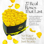 GLAMOUR BOUTIQUE Preserved Flowers, 27 Forever Yellow Roses in Heart Box - Image 2