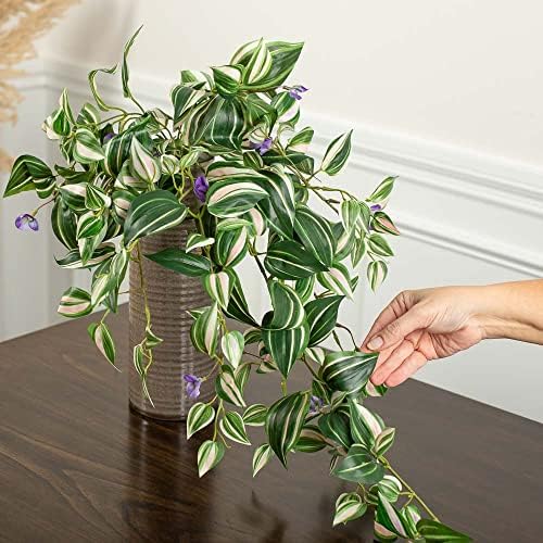 Factory Direct Craft Artificial Wandering Jew Bush with Blooms A Fake Vine Houseplant that Requires No Care (Size: 26" L) - Image 4