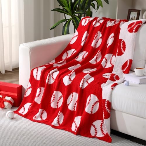 Buryeah Baseball Knit Throw Blanket, Baseball Gift for Boys Teens Men, 50 x 60 Inch Cozy Sport Reversible Knitted Throw Blanket for Couch Sofa Bed Home Decor by Buryeah
