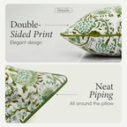 CPC Agate Green Block Print Throw Pillow Covers 20x20 Inch, Set of 2 - Image 2