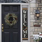 Glitzhome 5ft H Wooden Welcome Sign with 4 Interchangeable Wreaths - Spring/Patriotic/Fall/Christmas Floral Wreaths, Farmhouse Hang/Lean Wall Decor for Front Door, Porch, Yard - Solid Wood, Style3 - Image 7