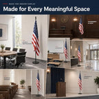 Flag Stand Indoor - 1" Heavy Duty Metal Flag Pole Set with Base,6-8ft Adjustable,Portable & Free Standing for Office,Conference Room,Classroom,Entryway,Outdoor Porch Deck (Black) - Image 7
