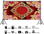 AOFOTO 15x8ft Chinese New Year Backdrop Red and Gold Paper-cuts Floral Lucky Clouds Traditional Spring Festival Asian Lunar New Year Background Room Decoration Banner Kid Portrait Photo Shoot Props - Image 2