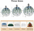 Spring Flower Round Storage Bag 24 Inch, Watercolor Gradient Blue Flowers Leaf Butterfly Clothes Storage Container with Handles Heavy Duty Organizer for Comforter, Bedding & Holiday Wreaths - Image 7