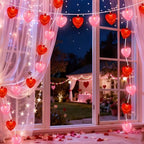 12Ft Red Pink Heart String Lights, Valentine's Day Decorations Lights Outdoor Waterproof with 20 LED Clear Heart Light with Glitter for Home Door Fireplace Windows Fence Valentines Day Party Decor - Image 3