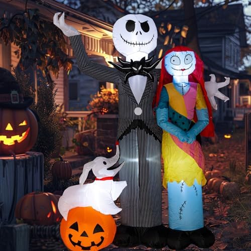 Nervure 6Ft Halloween Decoration Outdoor Inflatable - Halloween Inflatable Decorations with Skeleton Dog and Pumpkin- Blow Up Inflatables with Built-in LED Lights for Yard Garden Lawn Decor - Image 3