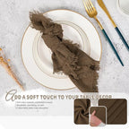 Pesonlook 60 Pcs Brown Handmade Cotton Cloth Napkins with Fringe,16x16 Inch - Image 4