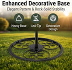 53" Heavy Duty Garden Flag Stand & Shepherds Hook, Scrollwork Anti-Tip Base - Image 4