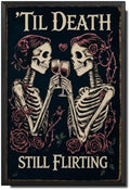 Vintage Metal Tin Sign Halloween Skeleton Couple Roses Gothic Romance Wall Art for Bedroom Bar 12×16 Inches with Metal Frame by Unknown