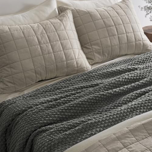 EVERGRACEHOME Chunky Chenille Knit Throw Blanket, 90 x 90, Charcoal Gray - Image 5