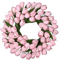 24 Inch Tulip Summer Wreath for Front Door Spring Silk Wreath with Green Leaves Artificial Tulip Flower Wreaths for All Seasons Farmhouse Porch Wall Living Room Home Widding Decor by MDSTBN