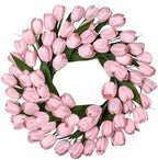 24 Inch Tulip Summer Wreath for Front Door Spring Silk Wreath with Green Leaves Artificial Tulip Flower Wreaths for All Seasons Farmhouse Porch Wall Living Room Home Widding Decor by MDSTBN