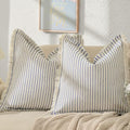 ZWJD Throw Pillow Covers 20x20 Set of 2 Striped Pillow Covers with Fringe Cotton Decorative Pillows for Couch Bed Living Room Farmhouse Decor(Bright Blue) by ZWJD