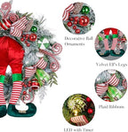 Valery Madelyn 30" Pre-Lit Christmas Wreath for Front Door with Lights Elf - Image 5
