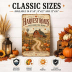 Decorative Tin Sign Vintage Metal Tin Sign Rustic Distressed Finish Harvest Roads Red Barn Windmill Pumpkin Farm Wall Decor for Farmhouse Entryway Porch 6×8 Inches with Metal Frame - Image 2