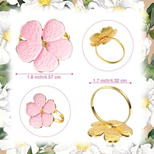 Patelai 50 Pcs Pink Gold Flower Napkin Rings for Wedding Party Banquet - Image 3