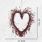 4E's Novelty Valentines Day Wreath - 15" Heart Grapevine Wreath with Red Berries for Valentines Day Indoor Outdoor Decorations - Image 3