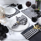 SmoothNovelty 12 Pack Buffalo Plaid Cloth Napkins 18x18 Inch Checkered Cloth Napkins Scalloped Soft Cotton Table Mat Washable Reusable for Dinner Wedding Holiday Birthday Parties (Classic,Black) - Image 4